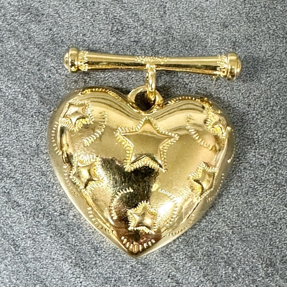 Vintage Signed Trifari Gold Heart with Stars Brooch Pin